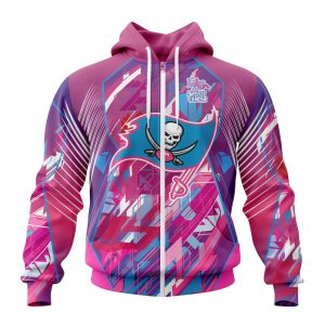 Customized NFL Tampa Bay Buccaneers I Pink I Can Fearless Again Breast Cancer Unisex Zip Hoodie TZH0378