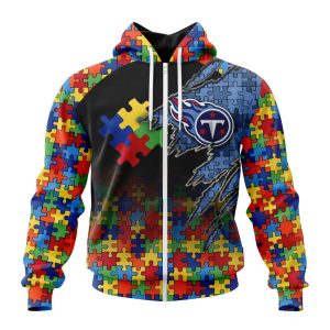 Customized NFL Tennessee Titans Autism Awareness Design Unisex Zip Hoodie TZH0383