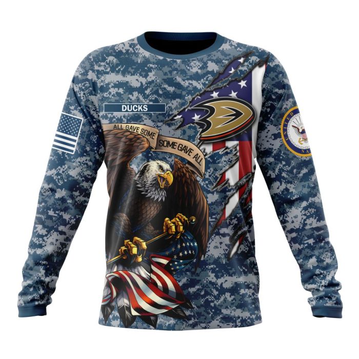 Customized NHL Anaheim Ducks Honor US Navy Veterans Unisex Sweatshirt SWS1226