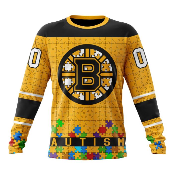 Customized NHL Boston Bruins Hockey Fights Against Autism Unisex Sweatshirt SWS1251