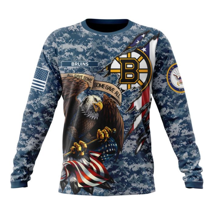 Customized NHL Boston Bruins Honor US Navy Veterans Unisex Sweatshirt SWS1252