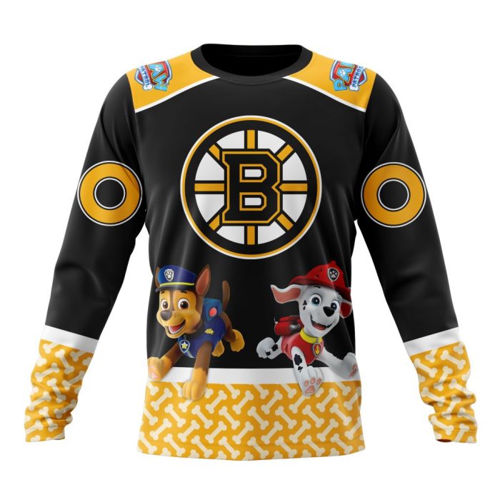 Customized NHL Boston Bruins Special Paw Patrol Design Unisex Sweatshirt SWS1256
