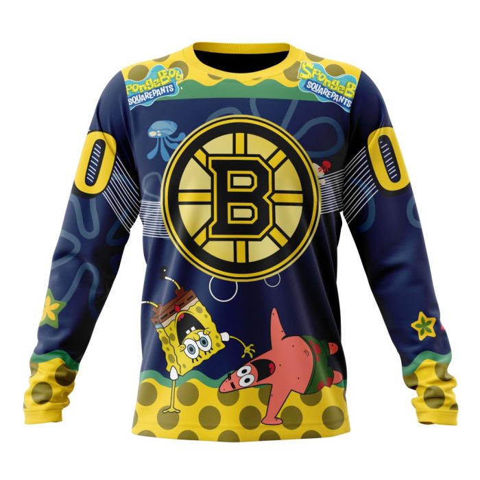 Customized NHL Boston Bruins Specialized Jersey With SpongeBob Unisex Sweatshirt SWS1261