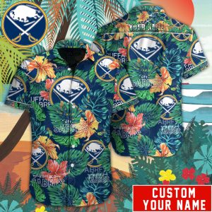 Customized NHL Buffalo Sabres Tropical Floral Hawaiian Button Shirt HWS0585
