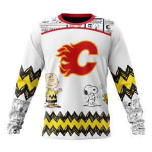 Customized NHL Calgary Flames Special Snoopy Design Unisex Sweatshirt SWS1282