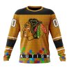Customized NHL Chicago BlackHawks Hockey Fights Against Autism Unisex Sweatshirt SWS1302