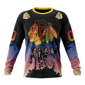 Customized NHL Chicago Blackhawks X KISS Band Design Unisex Sweatshirt SWS1313