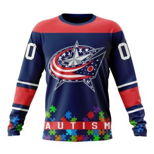Customized NHL Columbus Blue Jackets Hockey Fights Against Autism Unisex Sweatshirt SWS1328