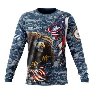 Customized NHL Columbus Blue Jackets Honor US Navy Veterans Unisex Sweatshirt SWS1329