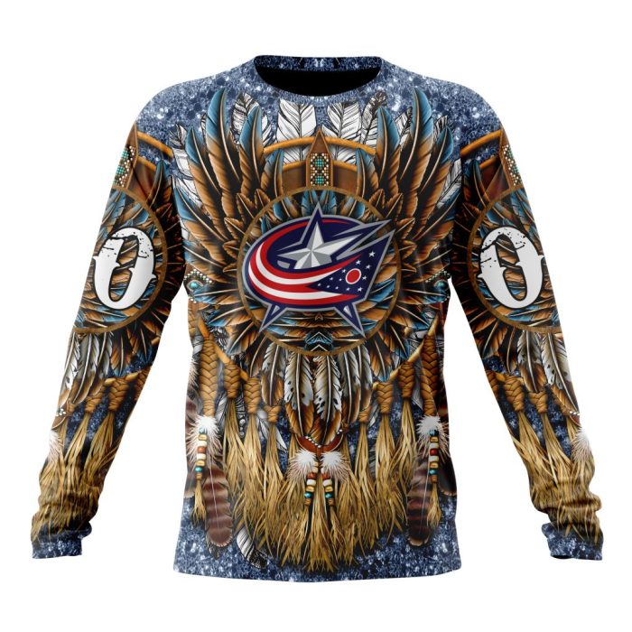 Customized NHL Columbus Blue Jackets Special Native Costume Design Unisex Sweatshirt SWS1332