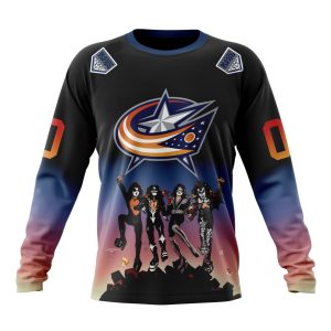 Customized NHL Columbus Blue Jackets X KISS Band Design Unisex Sweatshirt SWS1339