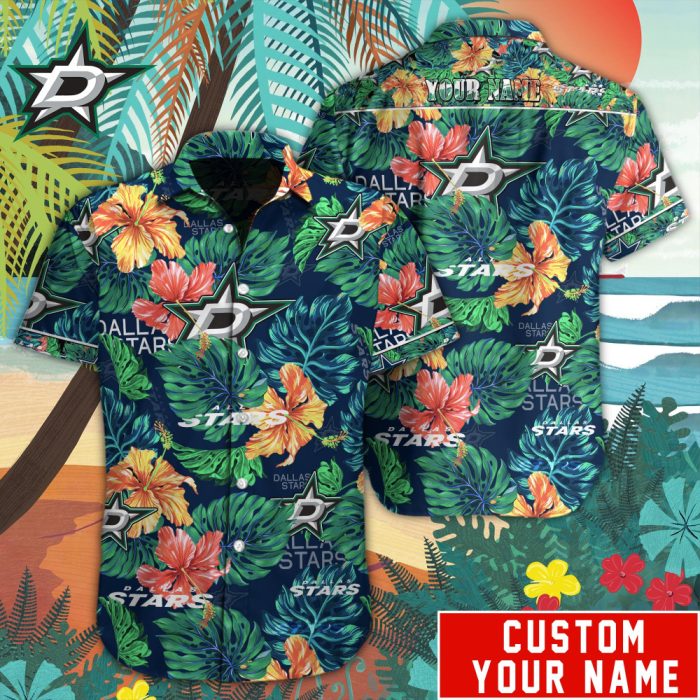 Customized NHL Dallas Stars Tropical Floral Hawaiian Button Shirt HWS0591
