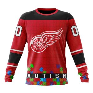 Customized NHL Detroit Red Wings Hockey Fights Against Autism Unisex Sweatshirt SWS1354