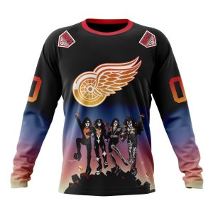Customized NHL Detroit Red Wings X KISS Band Design Unisex Sweatshirt SWS1365