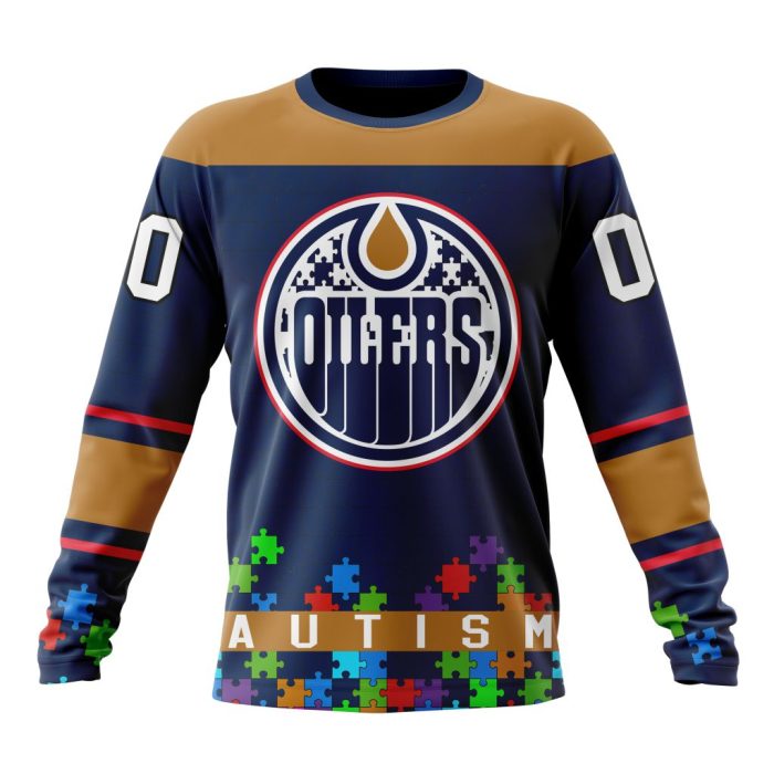 Customized NHL Edmonton Oilers Hockey Fights Against Autism Unisex Sweatshirt SWS1367