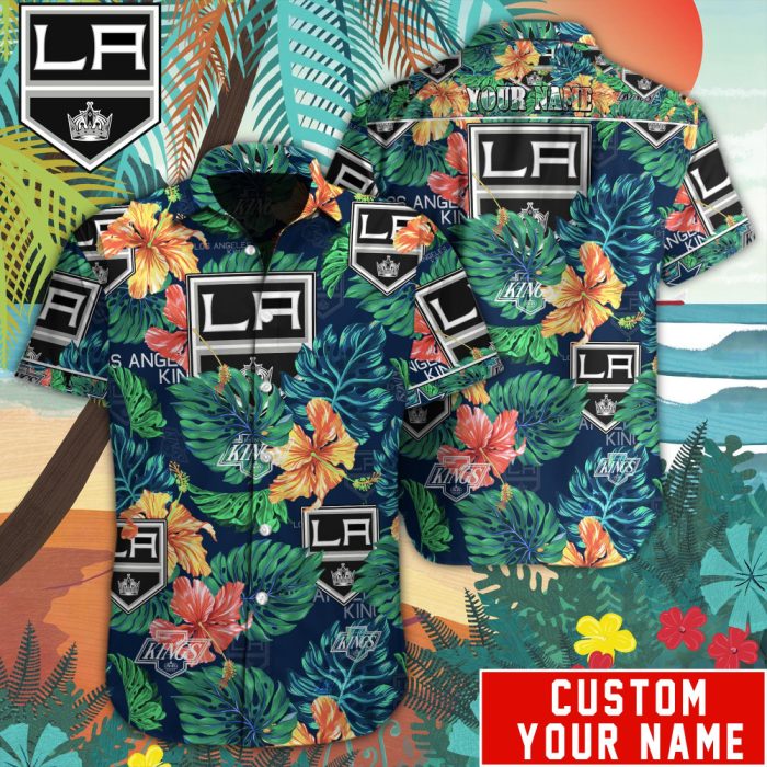 Customized NHL Los Angeles Kings Tropical Floral Hawaiian Button Shirt HWS0595