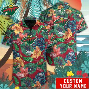 Customized NHL Minnesota Wild Tropical Floral Hawaiian Button Shirt HWS0596