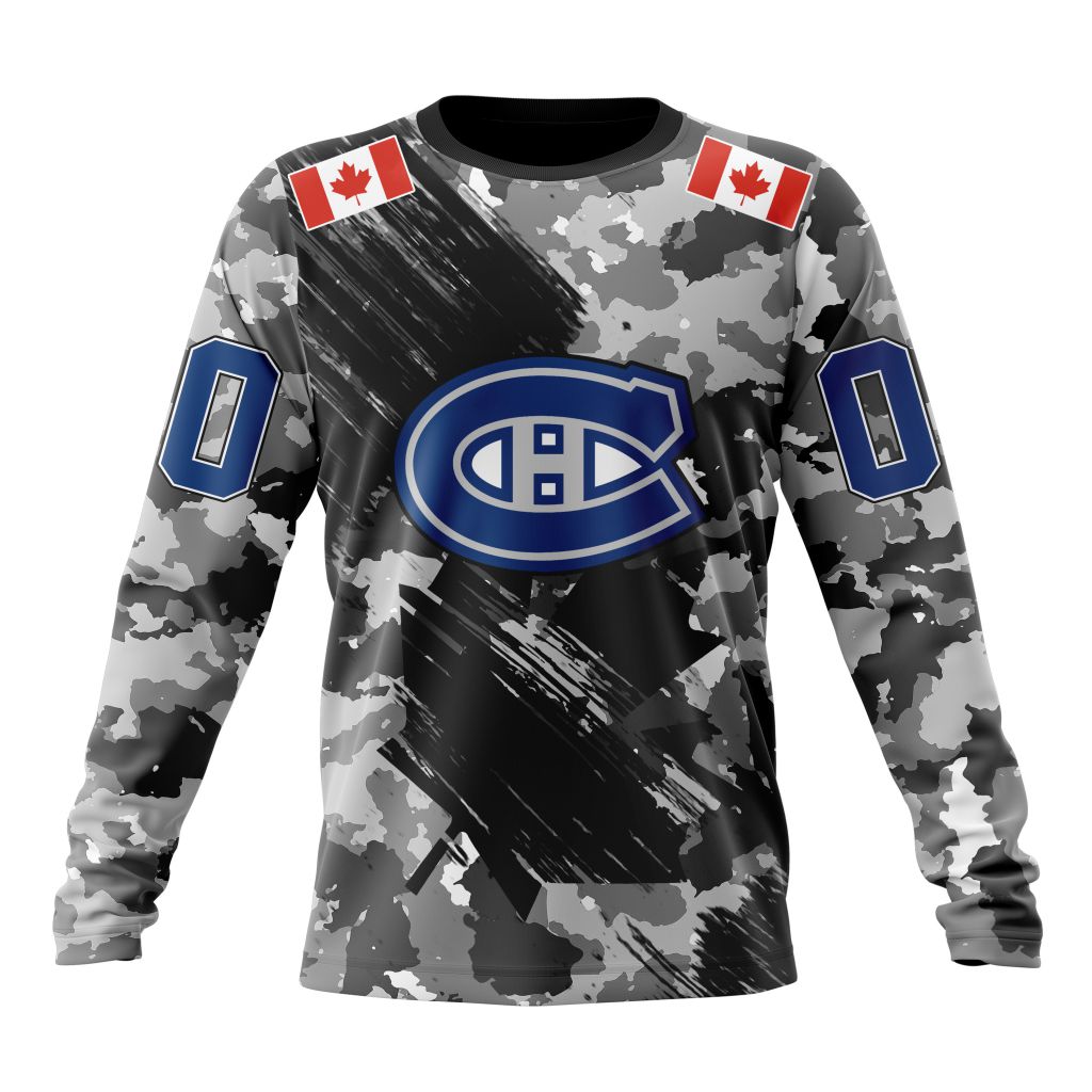 Customized NHL Montreal Canadiens Grey Camo Armed Forces Design And ...