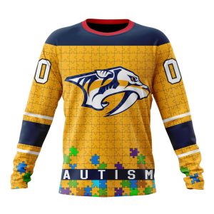 Customized NHL Nashville Predators Hockey Fights Against Autism Unisex Sweatshirt SWS1430