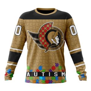 Customized NHL Ottawa Senators Hockey Fights Against Autism Unisex Sweatshirt SWS1482
