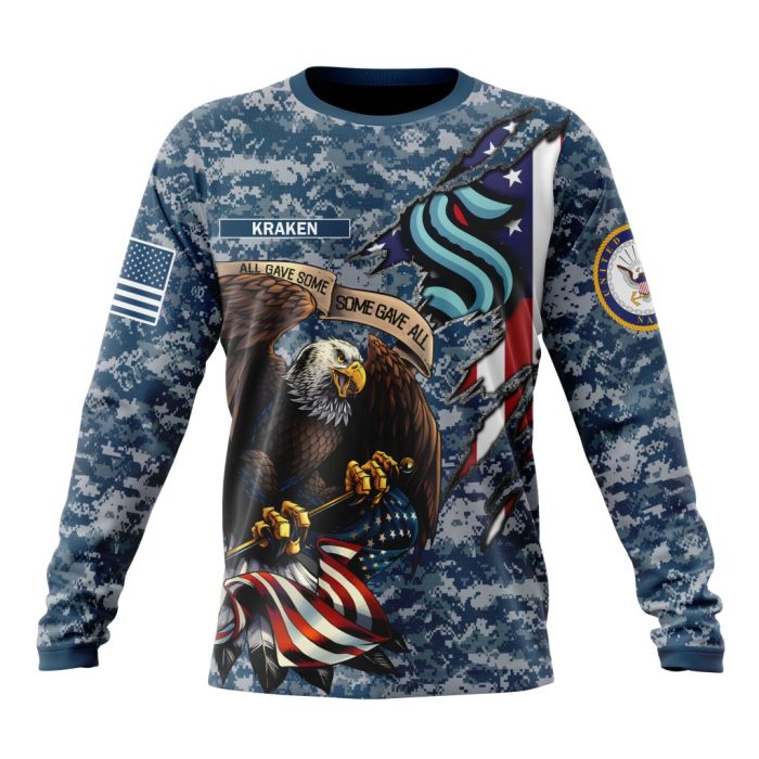 Customized NHL Seattle Kraken Honor US Navy Veterans Unisex Sweatshirt SWS1533