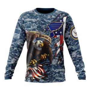 Customized NHL St Louis Blues Honor US Navy Veterans Unisex Sweatshirt SWS1544