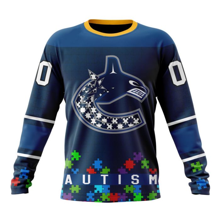 Customized NHL Vancouver Canucks Hockey Fights Against Autism Unisex Sweatshirt SWS1584