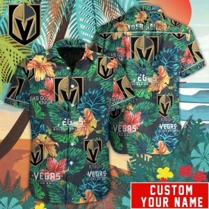 Customized NHL Vegas Golden Knights Tropical Floral Hawaiian Button Shirt HWS0610