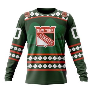 Customized New York Rangers Green Shamrock Celebrate St Patrick's Day Unisex Sweatshirt SWS1223