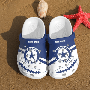 Dallas Cowboys Crocs Crocband Clog Comfortable Water Shoes In Blue And White BCL1595