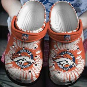 Denver Broncos Crocs Crocband Clog Comfortable Water Shoes In Orange BCL0965
