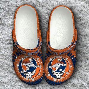 Denver Broncos Grateful Dead Classic Crocs Crocband Clog Comfortable Water Shoes BCL1405