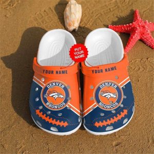 Denver Broncos Personalized Custom Name Crocs Crocband Clog Shoes BCL1246