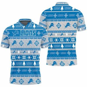 Detroit Lions For Lions Lover Ugly Christmas 3D Polo Shirt PLS3034