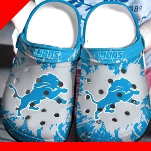 Detroit Lions Team Crocs Crocband Clog Comfortable Water Shoes In Blue BCL1620