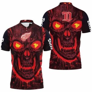 Detroit Red Wings Nhl Fan 3D Skull Demon Jersey Polo Shirt PLS3124