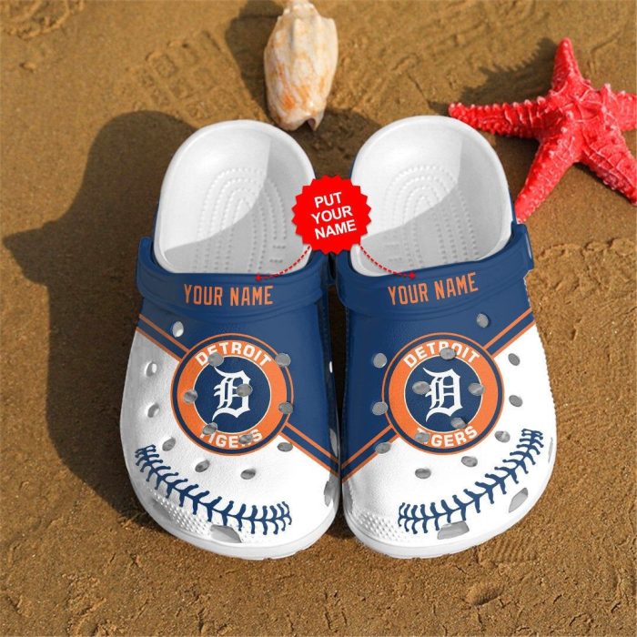 Detroit Tigers Custom Name Crocs Crocband Clog Comfortable Water Shoes BCL0077