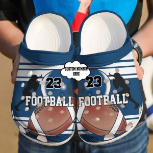 Football Lover Custom Name Crocs Crocband Clog Comfortable Water Shoes BCL1787