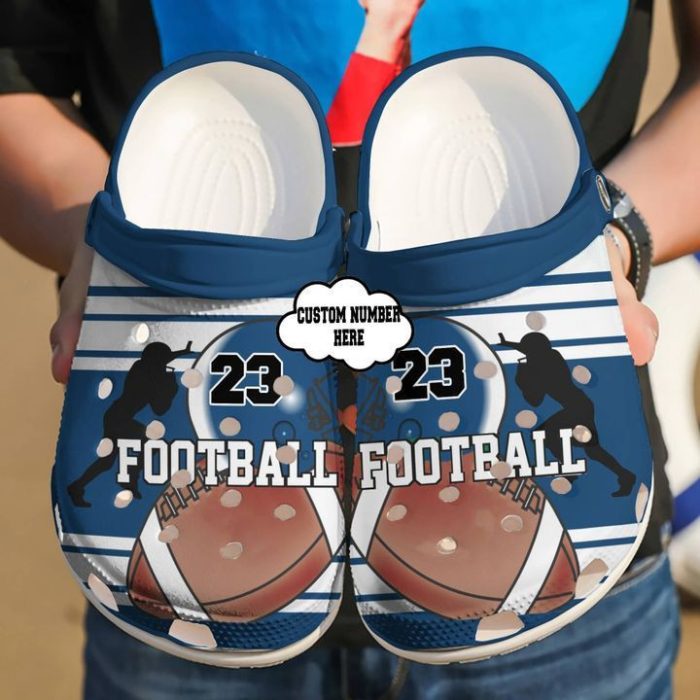 Football Lover Custom Name Crocs Crocband Clog Comfortable Water Shoes BCL1787