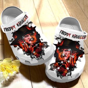 Freddy Krueger Halloween White Theme Crocs Crocband Clog Comfortable Water Shoes BCL0456