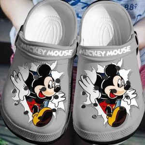 Funny Mickey Mouse Crocs Crocband Clog Comfortable Water Shoes In Grey BCL0853