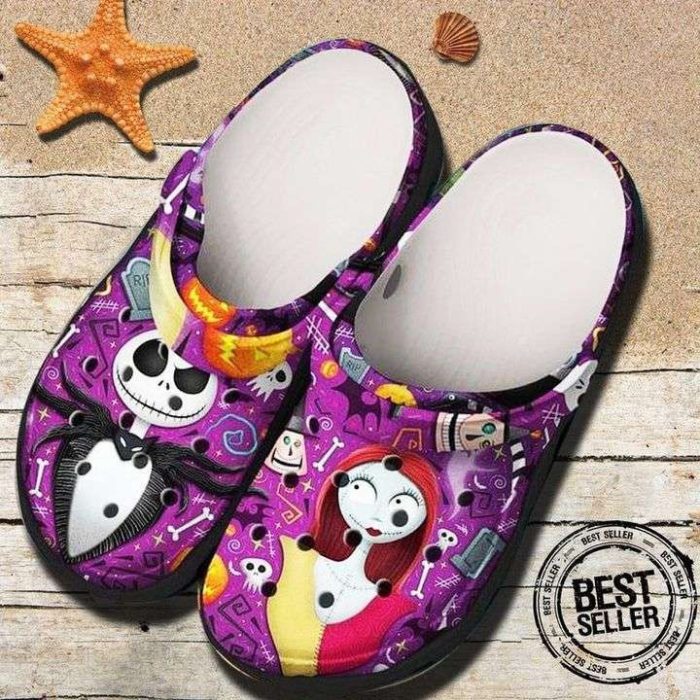 Halloween Jack Skellington and Sally TNBC Crocs Crocband Clog Comfortable Water Shoes BCL1757