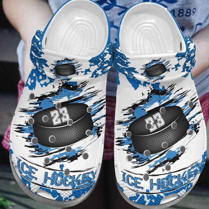 Hockey Clog Custom Number Crocs Print 3D Color Splash BCL1718