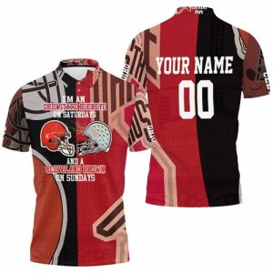 Im A Ohio State Buckeyes On Saturdays And Cleveland Browns On Sundays 3D Personalized Polo Shirt PLS3518
