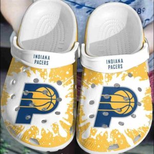 Indiana Pacers On Yellow Crocs Crocband Clog Comfortable Shoes BCL0658