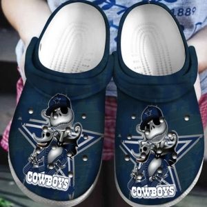 Jack Skellington Dallas Cowboys Crocs Crocband Clog Comfortable Water Shoes In Navy BCL1657