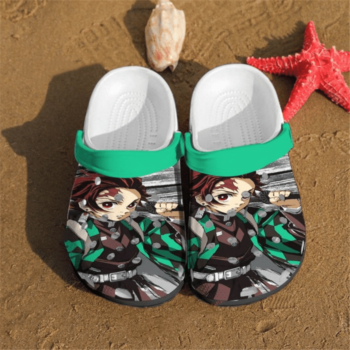 Kamado Tanjiro Anime Crocs Crocband Clog Comfortable Water Shoes In Green BCL1725