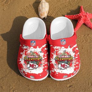 Kansas City Chiefs Champions LIV Crocs Crocband Clog Comfortable Water Shoes In Red BCL1404