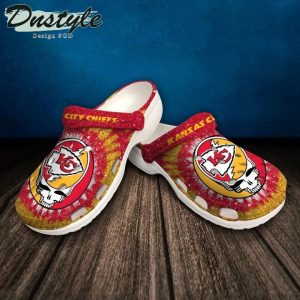 Kansas City Chiefs Skull Pattern Crocs Classic Clogs Shoes In Orange & Red BCL1370