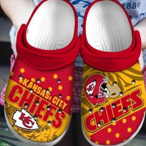 Kansas City Chiefs Teams Crocs Crocband Clog Comfortable Water Shoes In Red And Yellow BCL1571